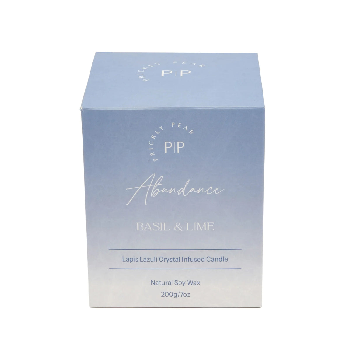 Lapis lazuli crystal 'abundance' basil & lime scented candle