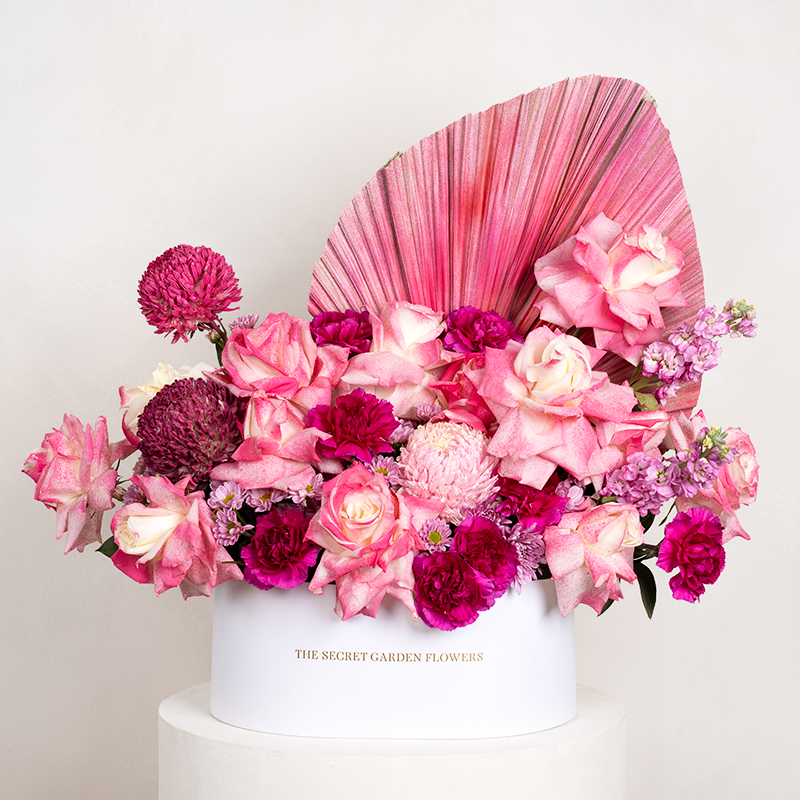 Luxepinkvelvethuelargeflowerbox